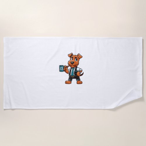 Airedale Terrier Uncle Dog Funny Family  Beach Towel