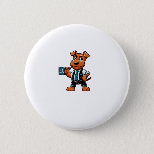 Airedale Terrier Uncle Dog Funny Family  Button