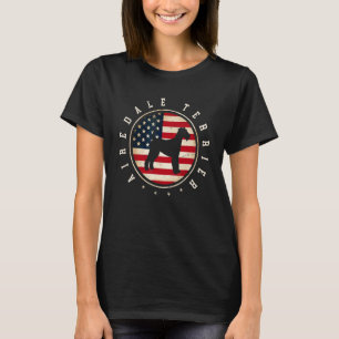 Airedale Terrier Usa Flag 4th July Dog Mom Dad T-Shirt