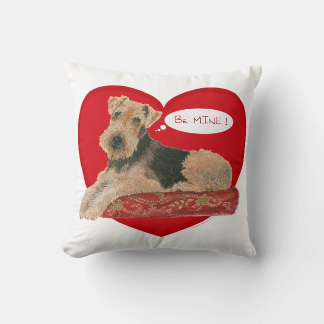 Airedale Terrier Valentine Throw Pillow (Front)