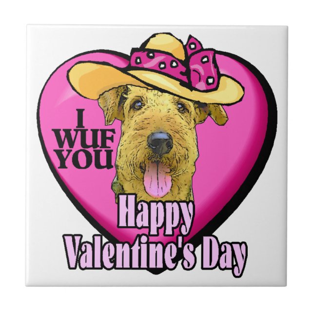 Airedale Terrier Valentines Day Ceramic Tile (Front)