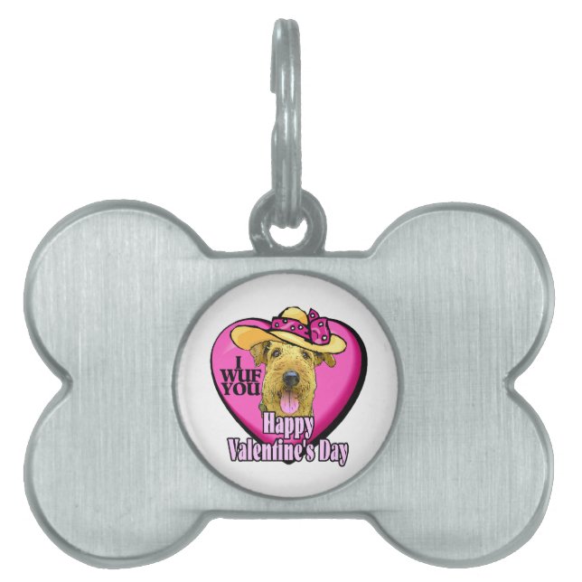 Airedale Terrier Valentines Day Pet ID Tag (Front)