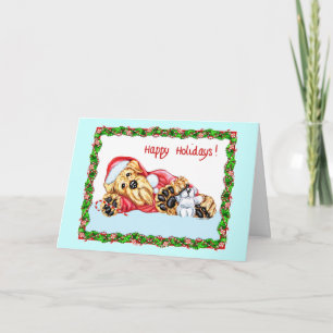 Airedale Terrier Waiting for Santa - Customized Holiday Card