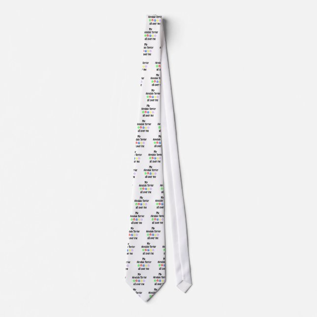 Airedale Terrier Walks Design Neck Tie (Front)