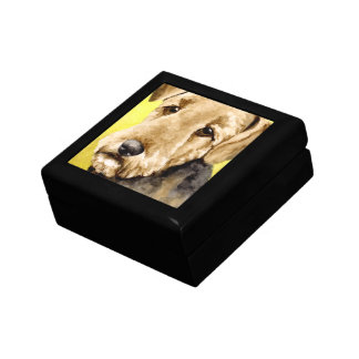 Airedale Terrier Watercolor Portrait Jewelry Box