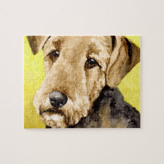 Airedale Terrier Watercolor Portrait Jigsaw Puzzle