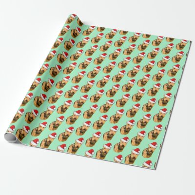 Airedale Terrier wearing a Santa Hat  Wrapping Paper