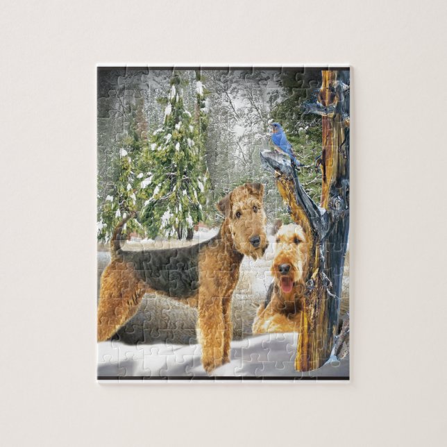Airedale Terrier Winter Day gifts Jigsaw Puzzle (Vertical)