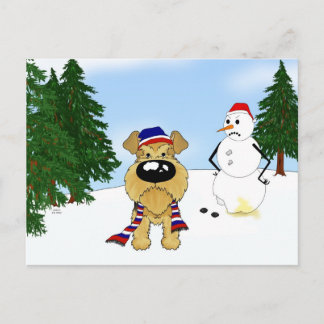 Airedale Terrier Winter Scene Postcard
