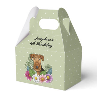 Airedale Terrier With Colorful Flowers Birthday Favor Boxes