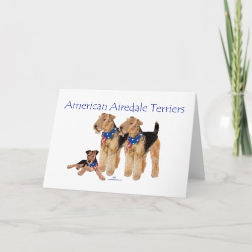 Airedale Terriers American Flag Card