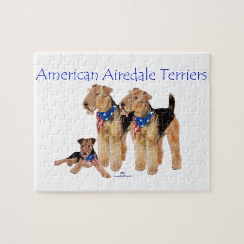 Airedale Terriers American Flag Jigsaw Puzzle