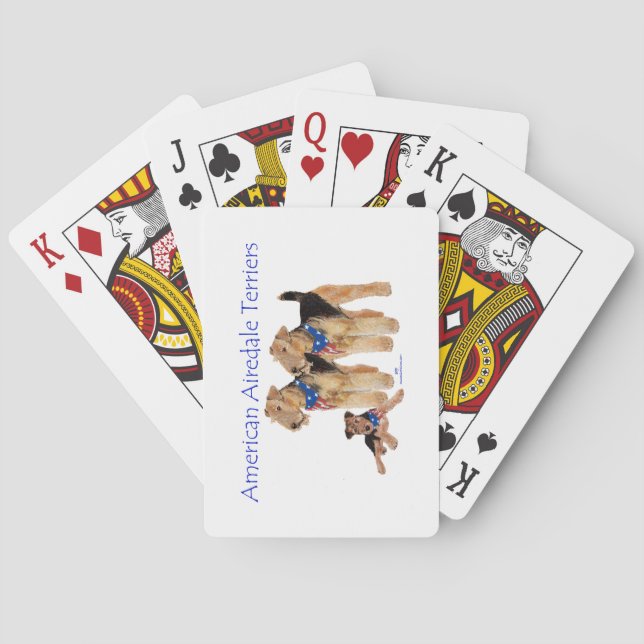 Airedale Terriers American Flag Poker Cards (Back)