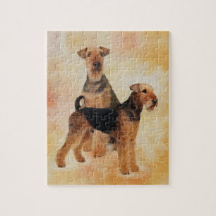 Airedale Terriers Digital Art Jigsaw Puzzle