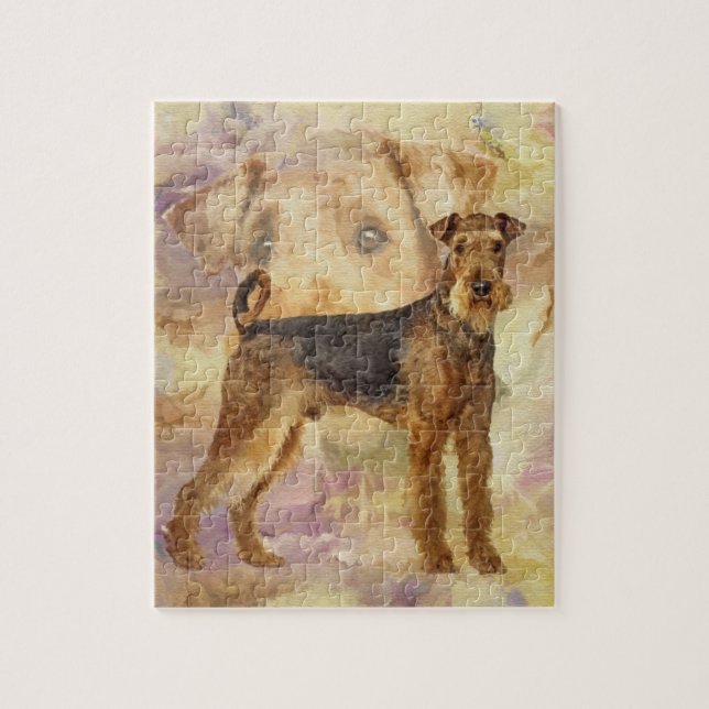 Airedale Terriers Mixed Media Digital art Jigsaw Puzzle (Vertical)