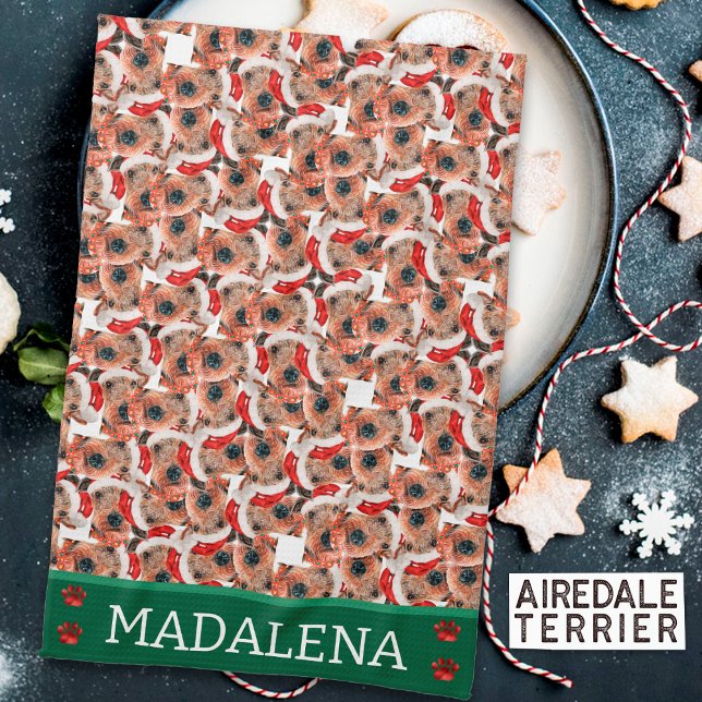 Airedale Terrrier Christmas Dog Kitchen Towel (Creator Uploaded)