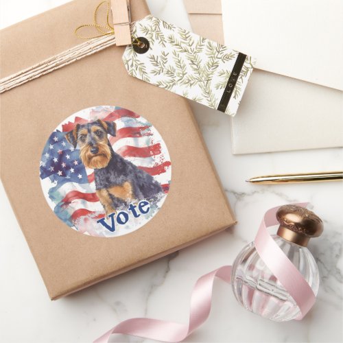 Airedale US Elections Vote for a Paws_itive Change Classic Round Sticker