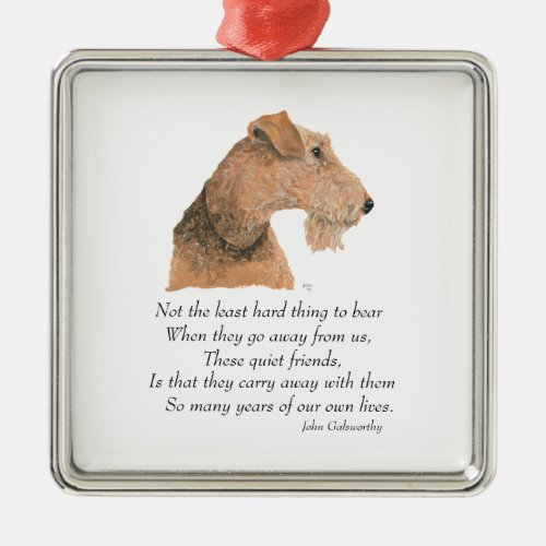 Airedale Welsh Lakeland Terrier Keepsake Metal Ornament