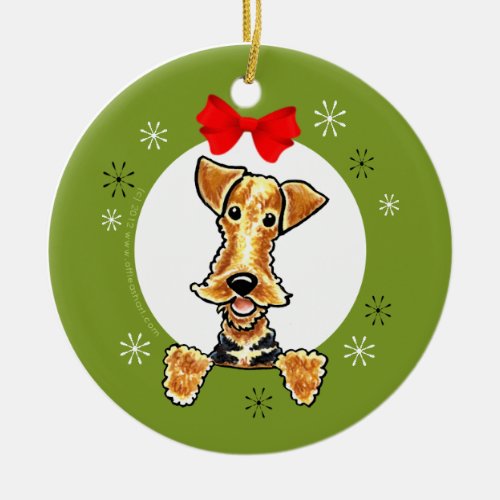 Airedale Welsh Terrier Christmas Classic Ceramic Ornament