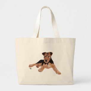 Airedale / Welsh Terrier Puppy Large Tote Bag