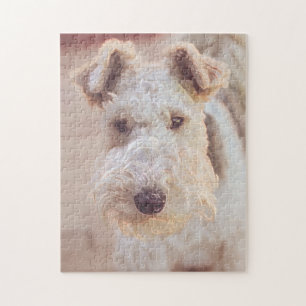 Airedale Welsh Terrier Type Dog Puppy Head Jigsaw Puzzle