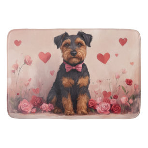 Airedale with Roses - Valentine's Day Bath Mat