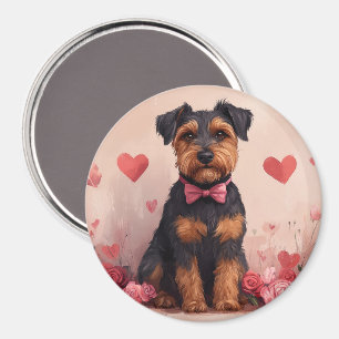 Airedale with Roses - Valentine's Day Magnet