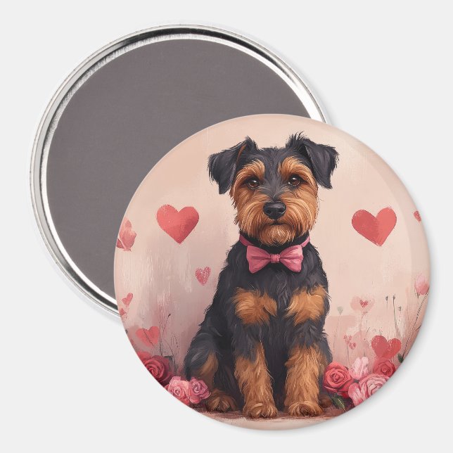 Airedale with Roses - Valentine's Day Magnet (Front/Back)