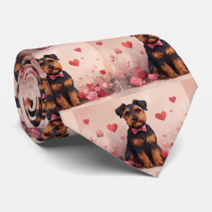 Airedale with Roses - Valentine's Day Neck Tie