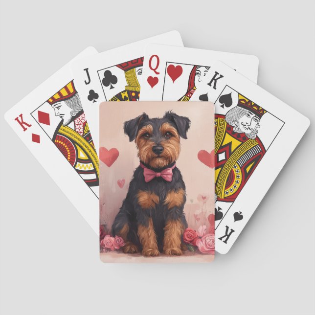 Airedale with Roses - Valentine's Day Poker Cards (Back)