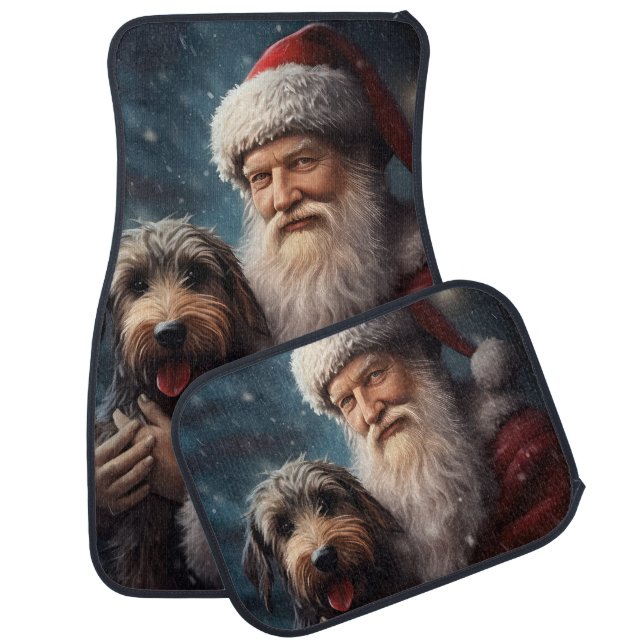 Airedale with Santa Claus Festive Christmas  Car Floor Mat (Set)