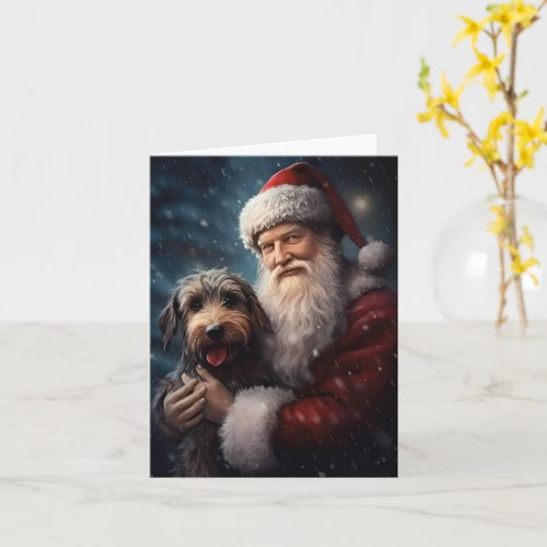 Airedale with Santa Claus Festive Christmas  Card