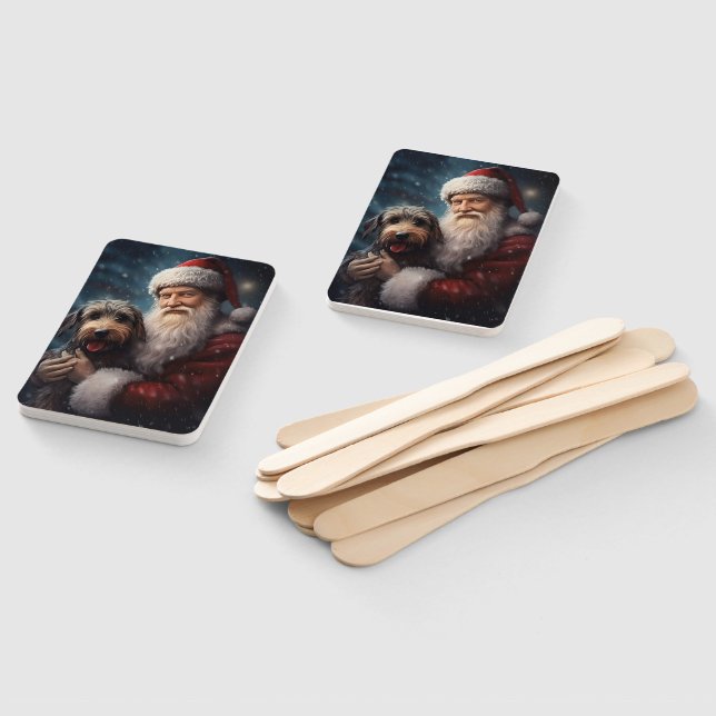 Airedale with Santa Claus Festive Christmas  Hand Fan (Non-assembled)