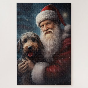 Airedale with Santa Claus Festive Christmas  Jigsaw Puzzle