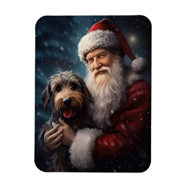 Airedale with Santa Claus Festive Christmas  Magnet (Vertical)