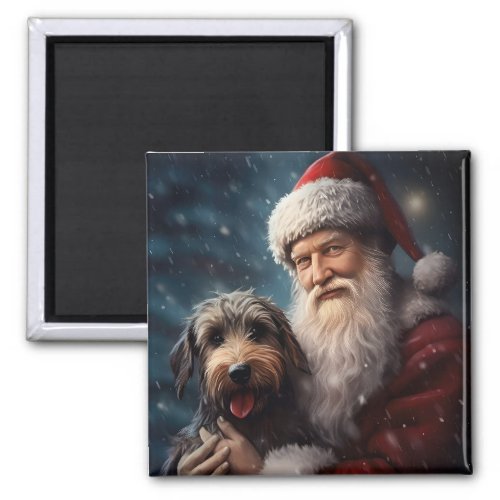 Airedale with Santa Claus Festive Christmas  Magnet