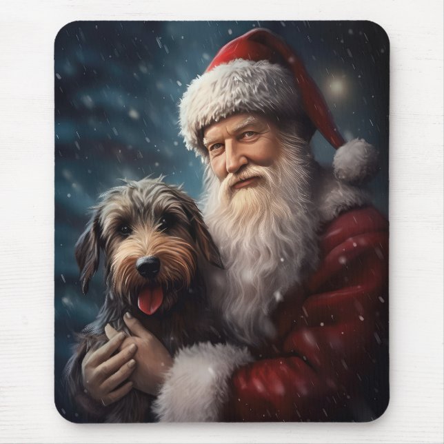 Airedale with Santa Claus Festive Christmas  Mouse Pad (Front)