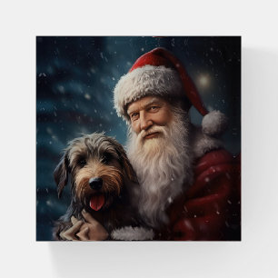 Airedale with Santa Claus Festive Christmas Paperweight