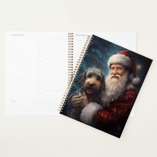 Airedale with Santa Claus Festive Christmas Planner