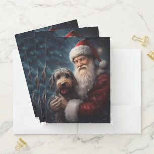 Airedale with Santa Claus Festive Christmas  Pocket Folder