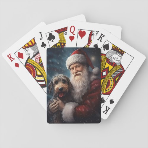 Airedale with Santa Claus Festive Christmas  Poker Cards