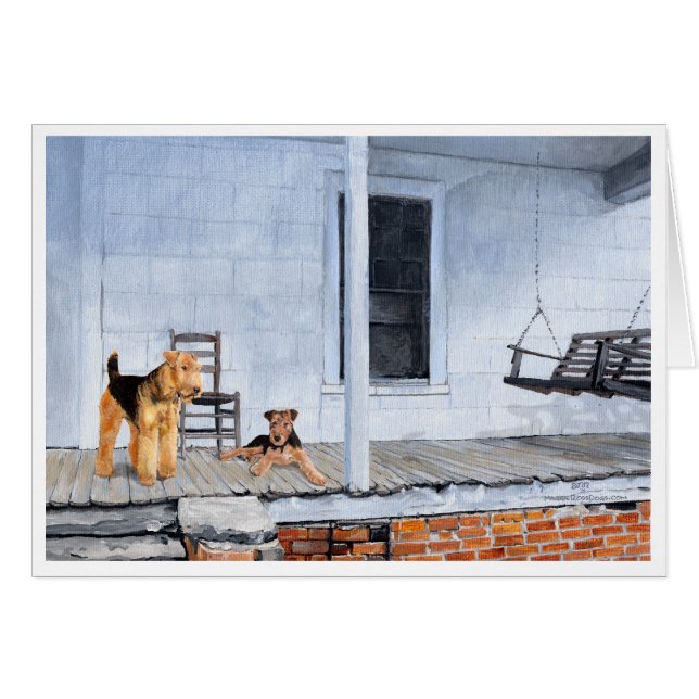 Airedales on the Porch Cards (Front Horizontal)