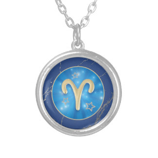 Aires Zodiac Symbol With Kintsugi Celestial Flair Silver Plated Necklace
