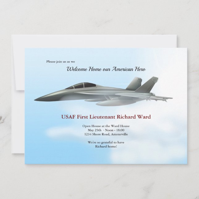 Airforce Plane Welcome Home Party Invitation (Front)