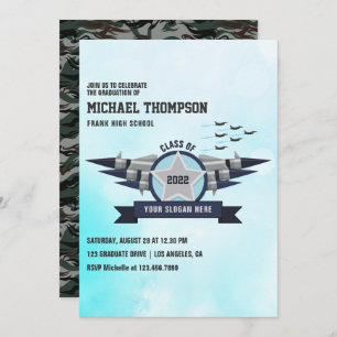 Airforce themed Graduation Party Invitation