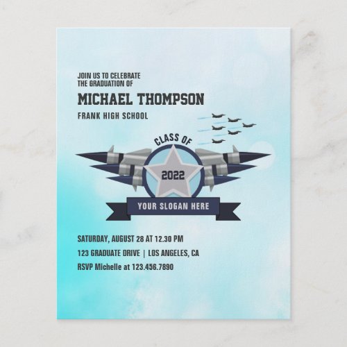 Airforce themed Graduation Party Photo Invitation Flyer
