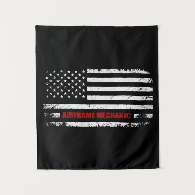Airframe Mechanic Aviation American Flag Tapestry (Front)