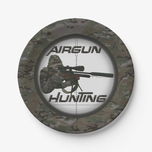 Airgun hunting logo hat keychain button classic ro paper plates (Front)