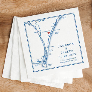 Airlie Gardens Wedding Navy Wilmington NC Map Napkins