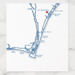 Airlie Gardens Wedding Wilmington Map Navy Blue Envelope Liner